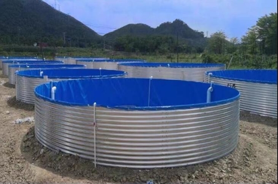 5M*1.20M Galvanized Sheet  Fish Tank PP Bottom Drain DN110MM Collapsible Farming Fish Pond