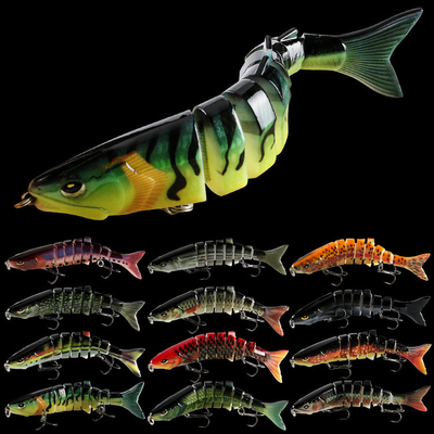 12 Colors 12CM/20g 3D Eyes Plastic Bait Submerged Minnow Eight Multi Jointed Fishing Lure