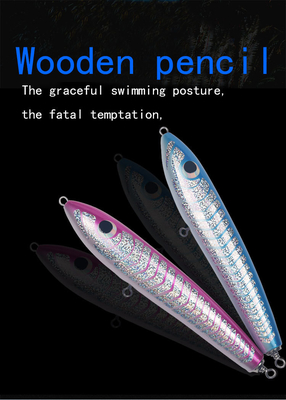 Laser Color 20CM/90g 3D Eyes Solid Wood Bait Treble Hooks Best Buoyancy Wooden Pencil Fishing Lure