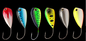6 Farben 5.50CM/12.2g 3D mustert harte PlastikSpinnangeln-mit der Schleppangel fischenen sich hin- und herbewegenden Popkornmaschine-Fischköder