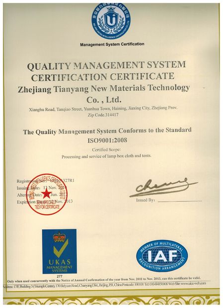 China Shanghai BGO Industries Ltd. Zertifizierungen